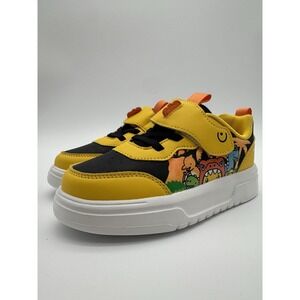 Pokemon Kids Sneakers Yellow Black Size 11C Hook Loop Dinosaur Shoes New‎